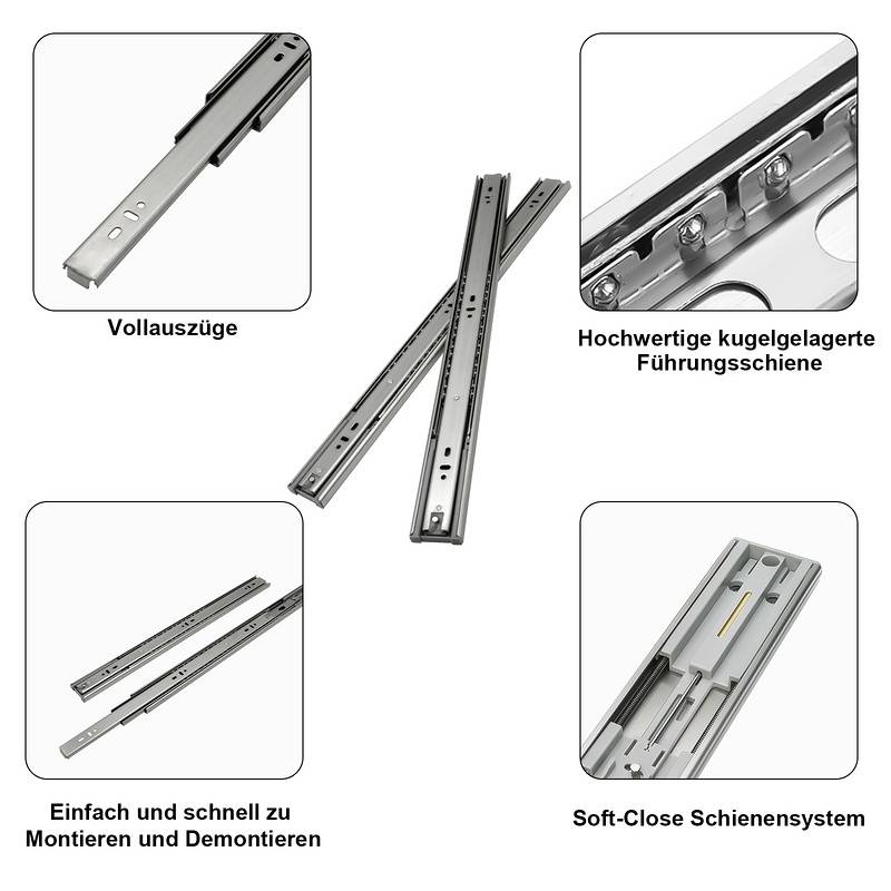 Schubladenschienen Schubladenauszug Soft Close Vollauszug Vollauszug Schubladenauszüge für Schubladen Schienensystem Auszugsschienen Gleitschiene Sc