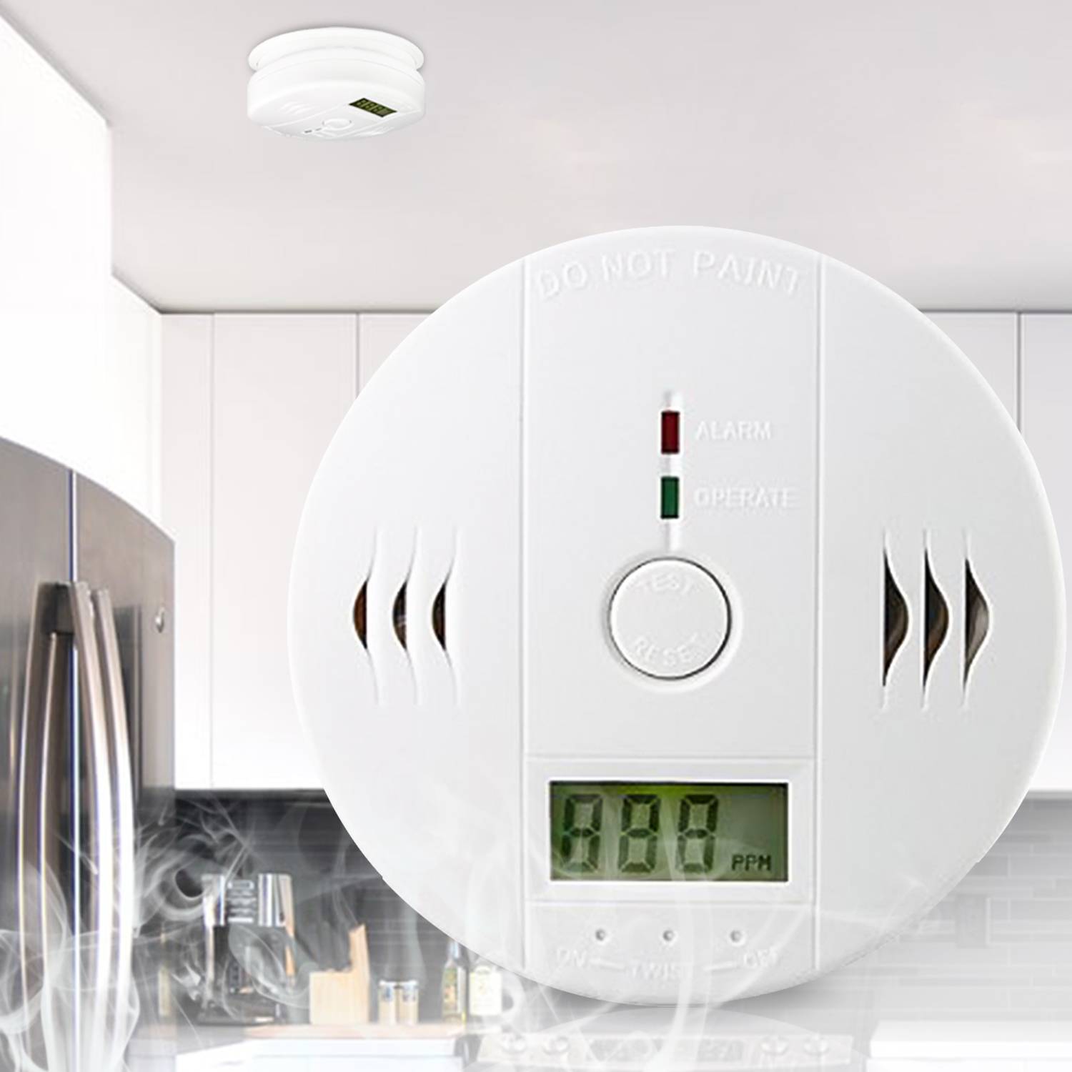 4x CO-Kohlenmonoxidmelder, CO-Melder, Gasmelder, Wand- und Deckenmontage Kohlenmonoxid-Gasmelder, Feuermelder