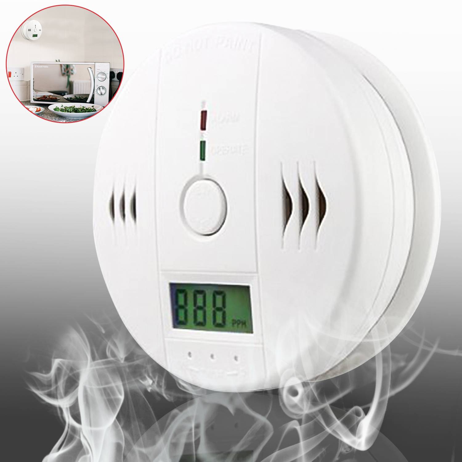 2x CO-Kohlenmonoxidmelder, CO-Melder, Gasmelder, Wand- und Deckenmontage Kohlenmonoxid-Gasmelder, Feuermelder