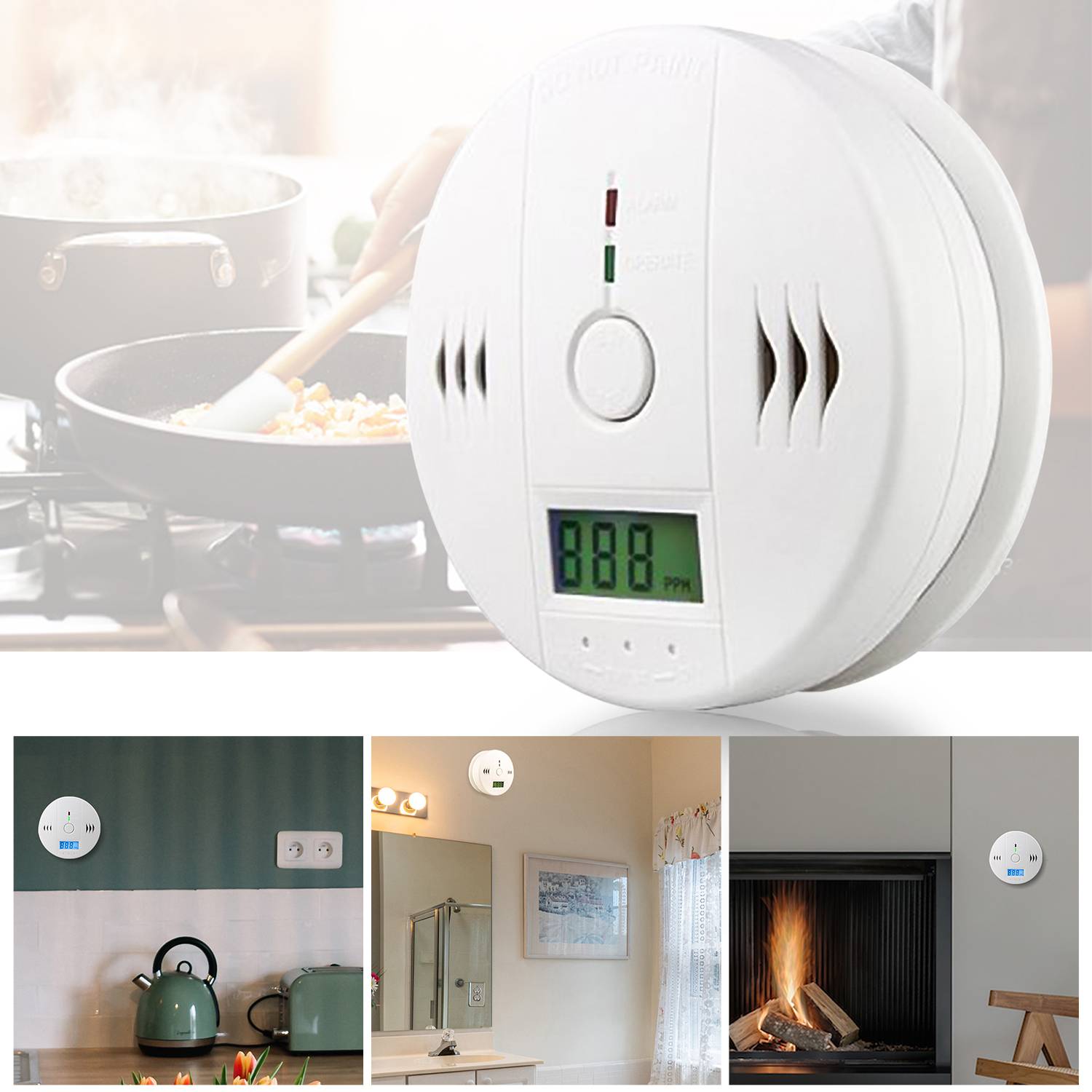 CO Melder Gasmelder 6 Stück Feuermelder Geschäft Detektor Rauchmelder Detektor Brandmelder Empfangsbereichen Kohlenmonoxid Empfangsbereichen einfach