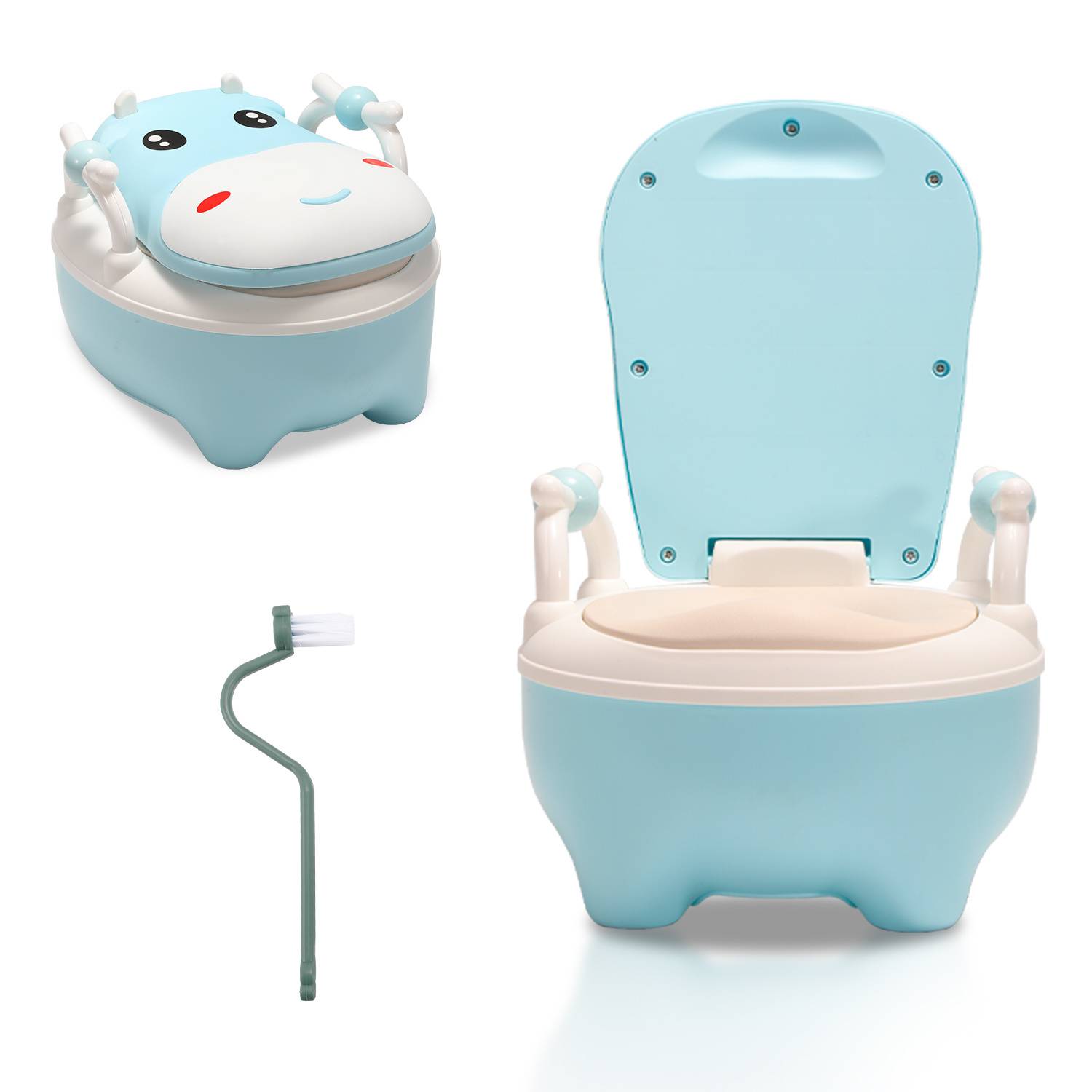 Kinder Töpfchen Kindertoilette Babytopf WC, Kinder Toilettensitz Toilettentrainer mit Griffe und Anti-Rutsch, für Kinder ab 1 jahr blau