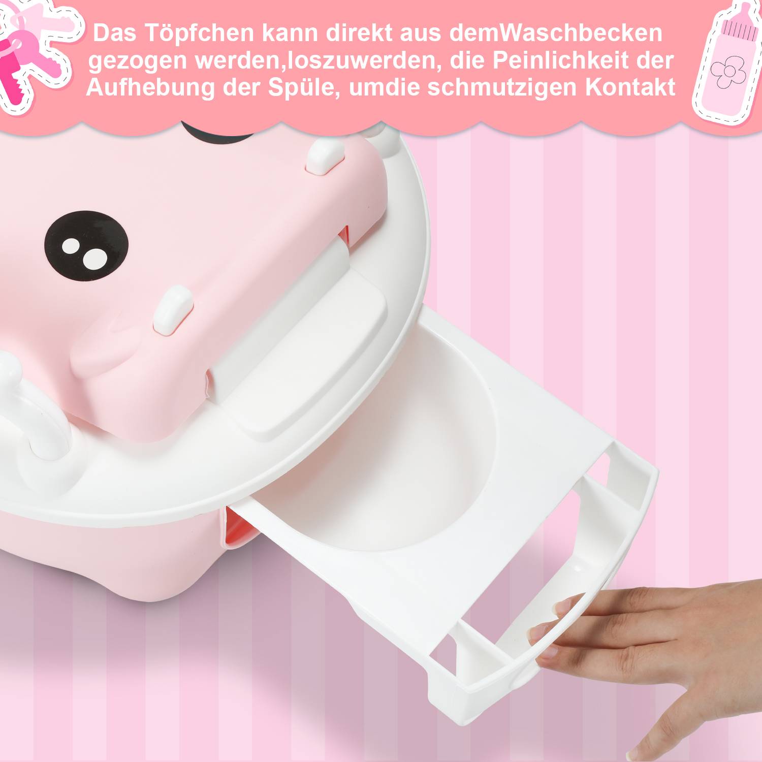 Kinder Töpfchen Kindertoilette Babytopf WC, Kinder Toilettensitz Toilettentrainer mit Griffe und Anti-Rutsch, für Kinder ab 1 jahr Rose