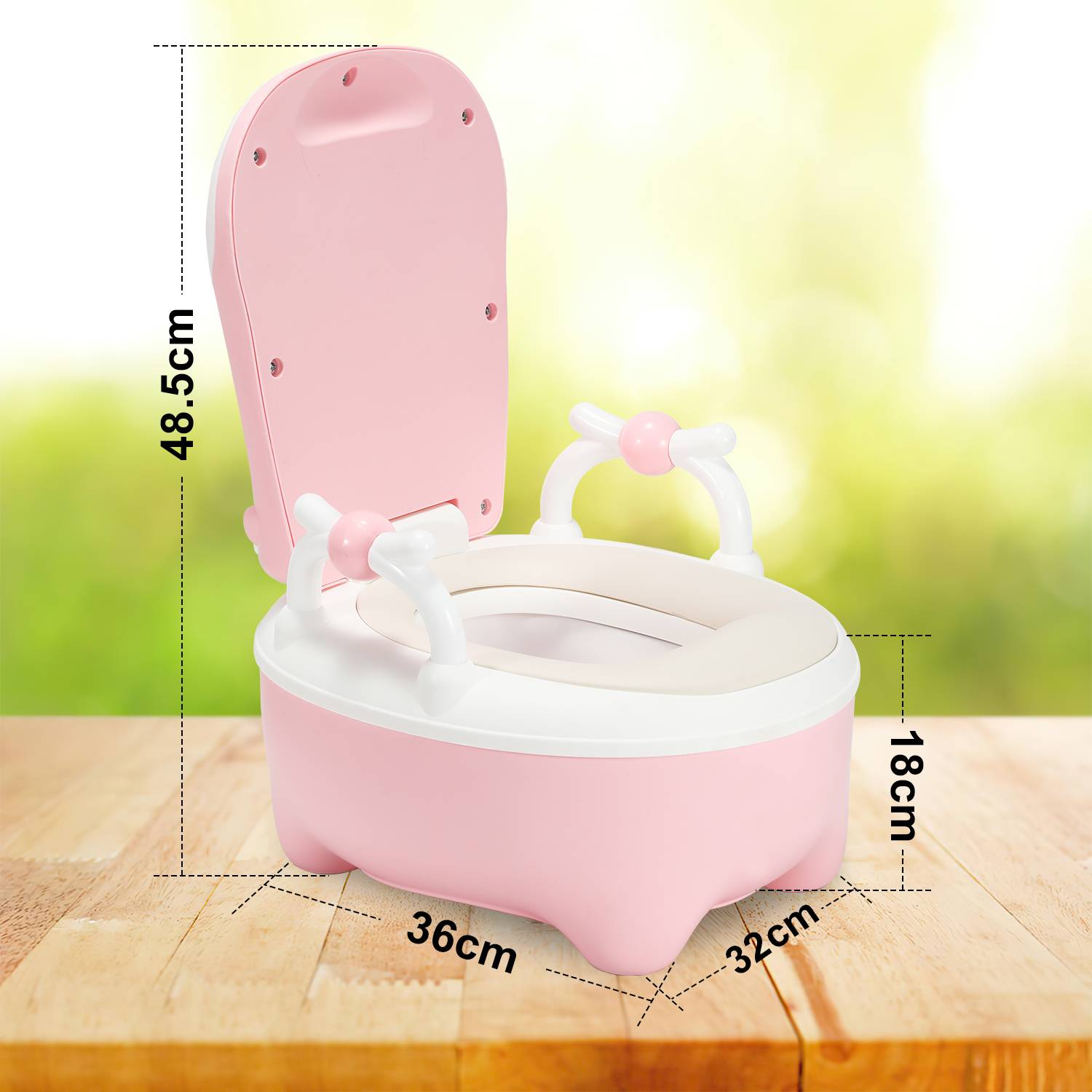 Kinder Töpfchen und Toilette für Babys, Babytopf mit WC-Funktion, Kinder Toilettensitz und Trainer mit Griffen und rutschfestem Design Rose