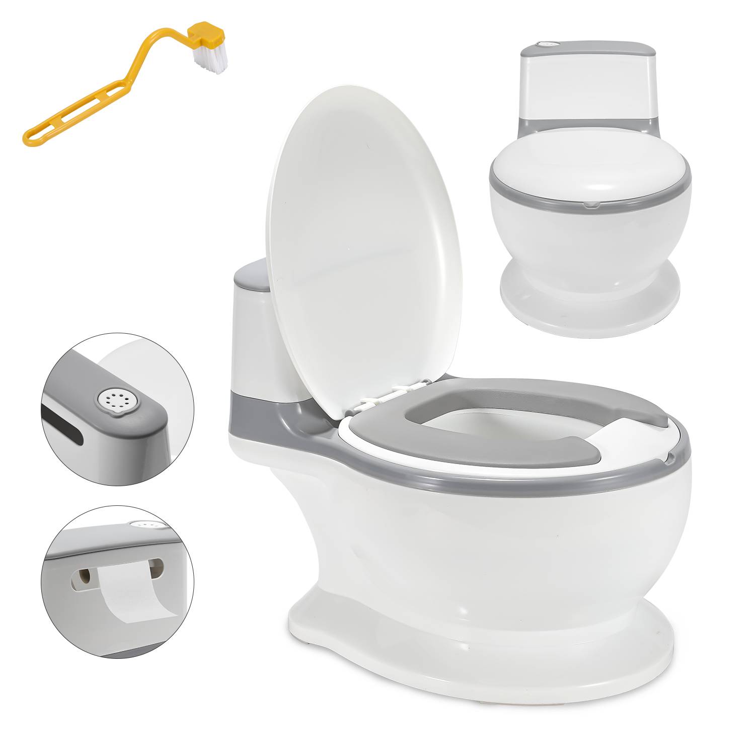 Kindertöpfchen, Baby-Toilettensitz, Babytöpfchen, Toilettentrainer für Kleinkinder mit Deckel mit Sound