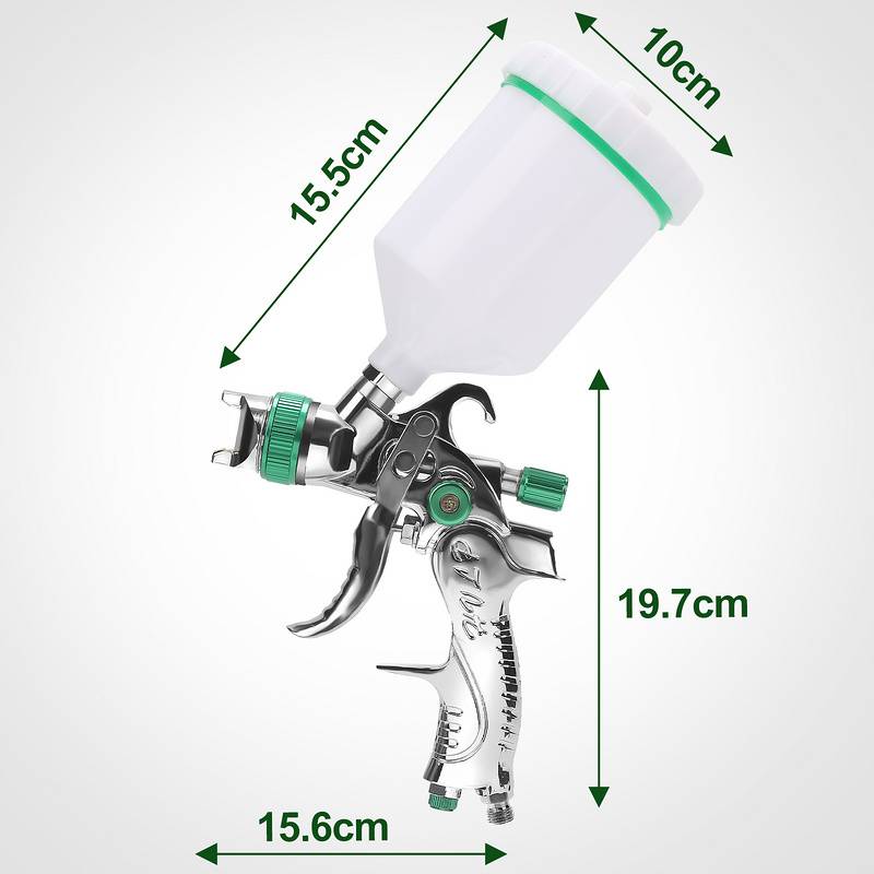 2X HVLP Lackierpistole Düsen(1.4/1,7/2.0mm) 100 ml/min 0.35Mpa 600ml Profi Spritzpistole