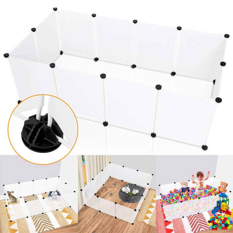 Kleintierkäfig Freigehege DIY variabler Aufbau Leicht zu montieren 12 Stück 35x45 cm Weiß