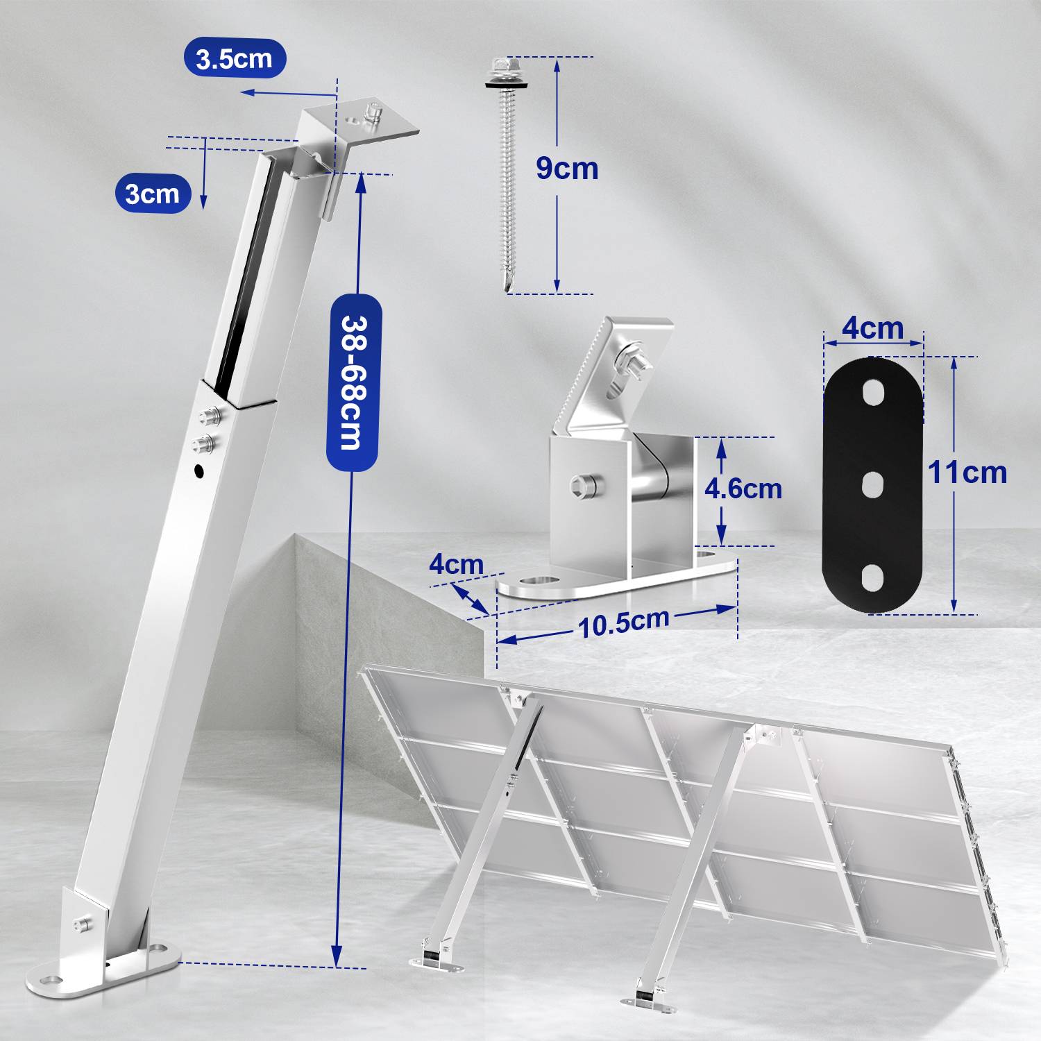 2x Aufständerung Solarmodul Halterung Balkonkraftwerk Flachdach Modul Ständer