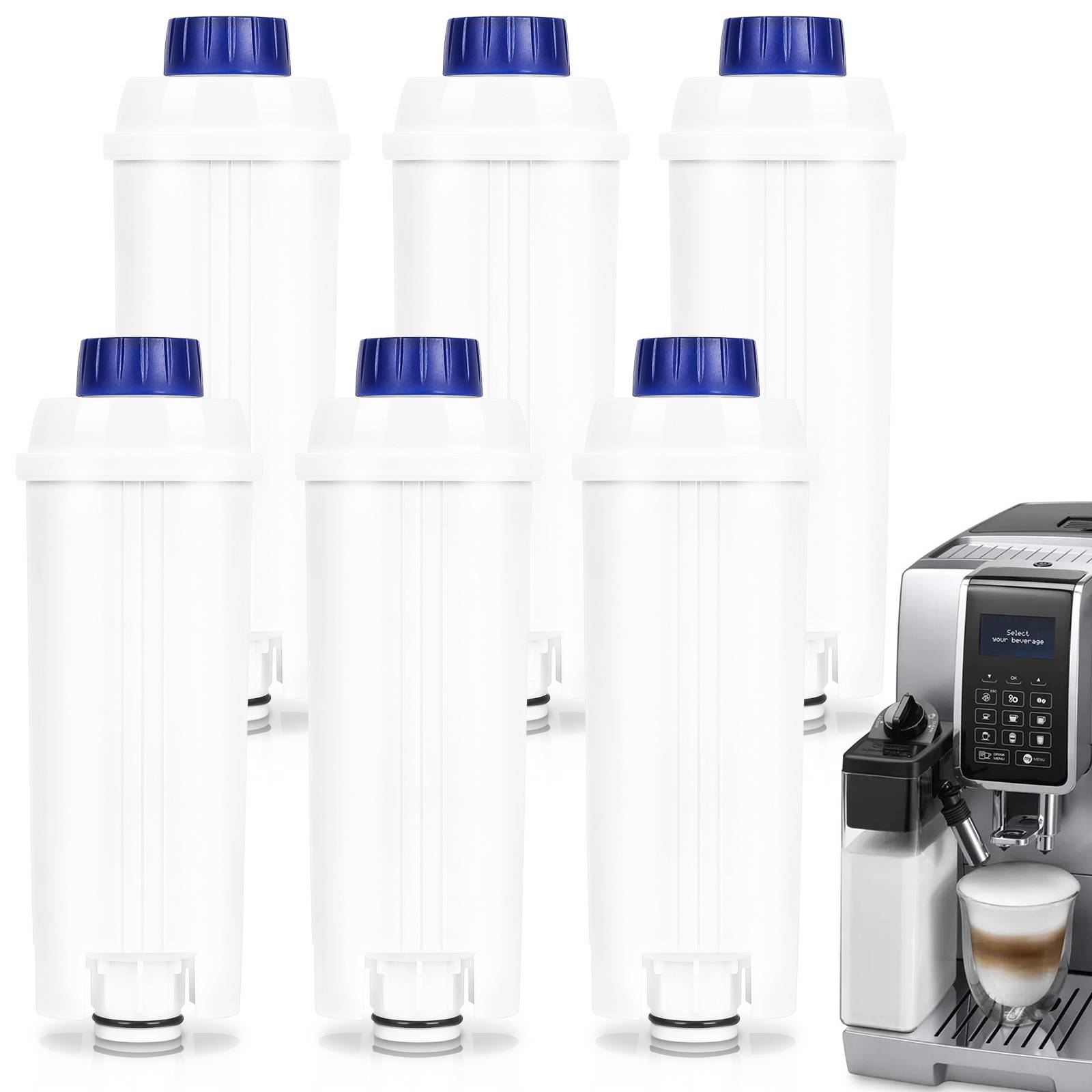 6x Wasserfilter Ersatz für DeLonghi DLSC002, SER3017 Kaffeemaschinen - einschließlich Versionen der ECAM, ESAM, ETAM Serie