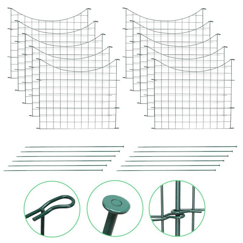 22tlg Set Teichzaun Gartenzaun Campingzaun Oberbogen Garden Garten Draht Steckzaun (Unterbogen)