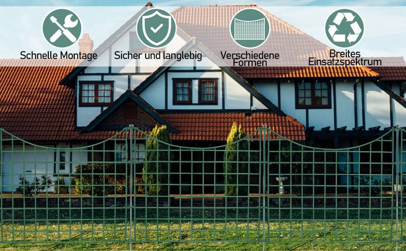 22tlg Set Teichzaun Gartenzaun Campingzaun Oberbogen Garden Garten Draht Steckzaun (Unterbogen)