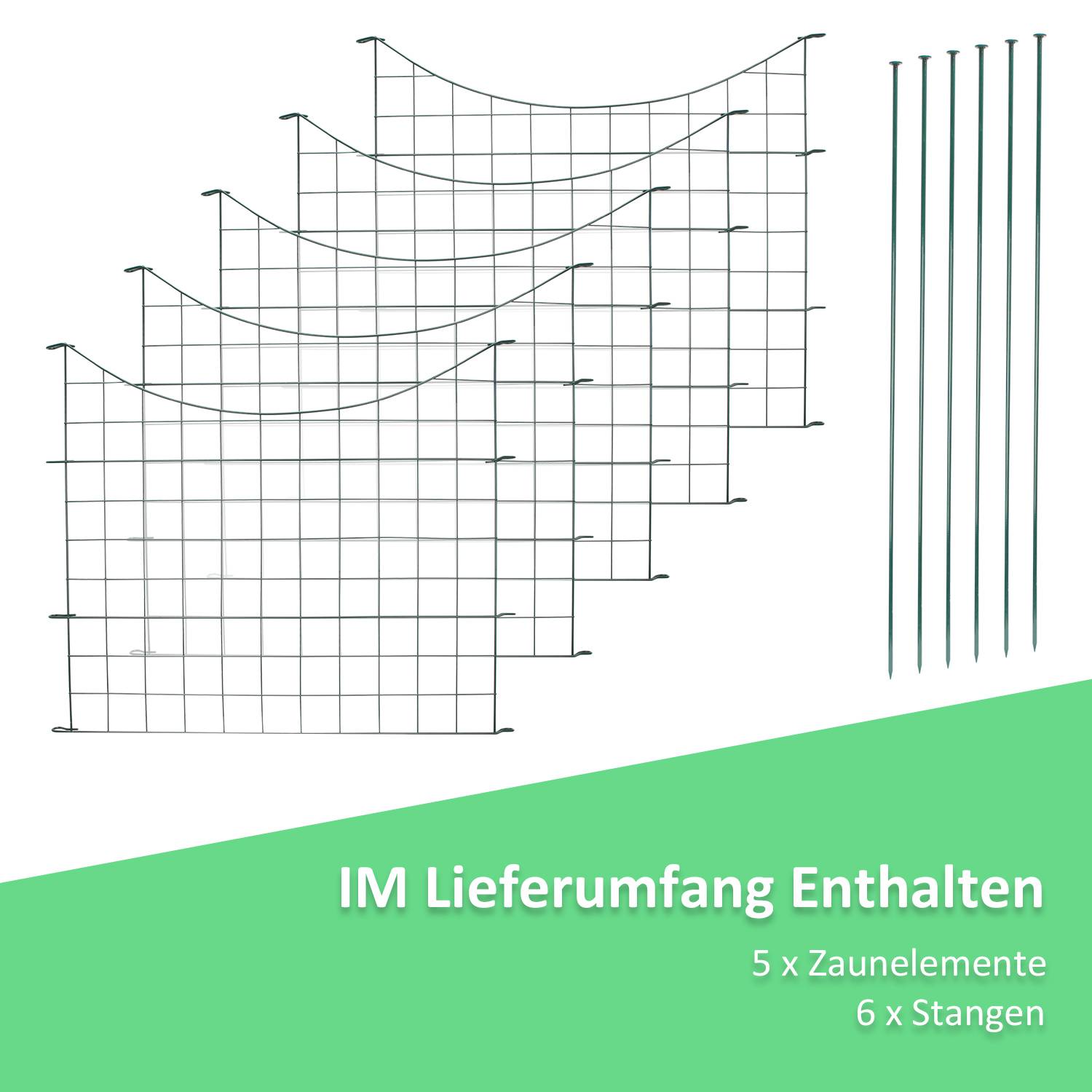 22tlg Set Teichzaun Gartenzaun Campingzaun Oberbogen Garden Garten Draht Steckzaun (Unterbogen)