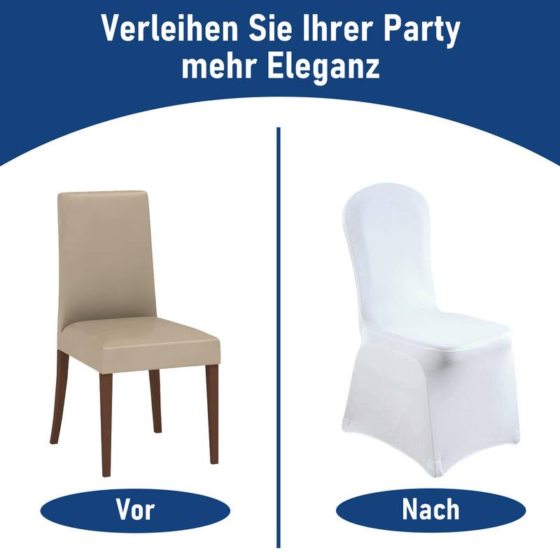 Stuhlhussen fuer Hochzeiten und Feiern Stretch Stuhlbezug für Bankettstühle mit oder ohne Rock Stretch 90x45x45cm Weiß 100 Stück