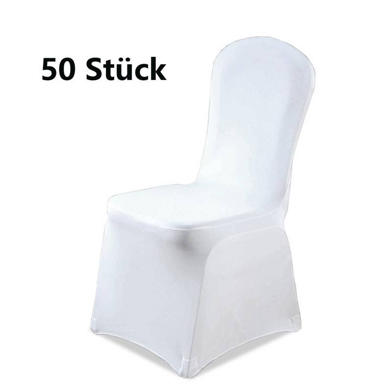 Stuhlhussen fuer Hochzeiten und Feiern Stretch Stuhlbezug für Bankettstühle mit oder ohne Rock Stretch 90x45x45cm Weiß 50 Stück