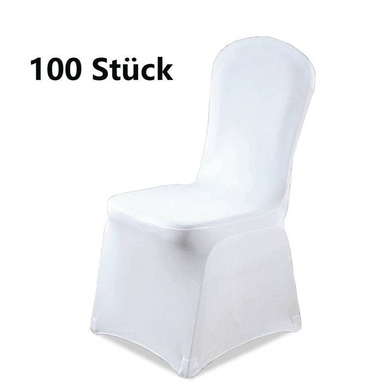 Stuhlhussen fuer Hochzeiten und Feiern Stretch Stuhlbezug für Bankettstühle mit oder ohne Rock Stretch 90x45x45cm Weiß 100 Stück