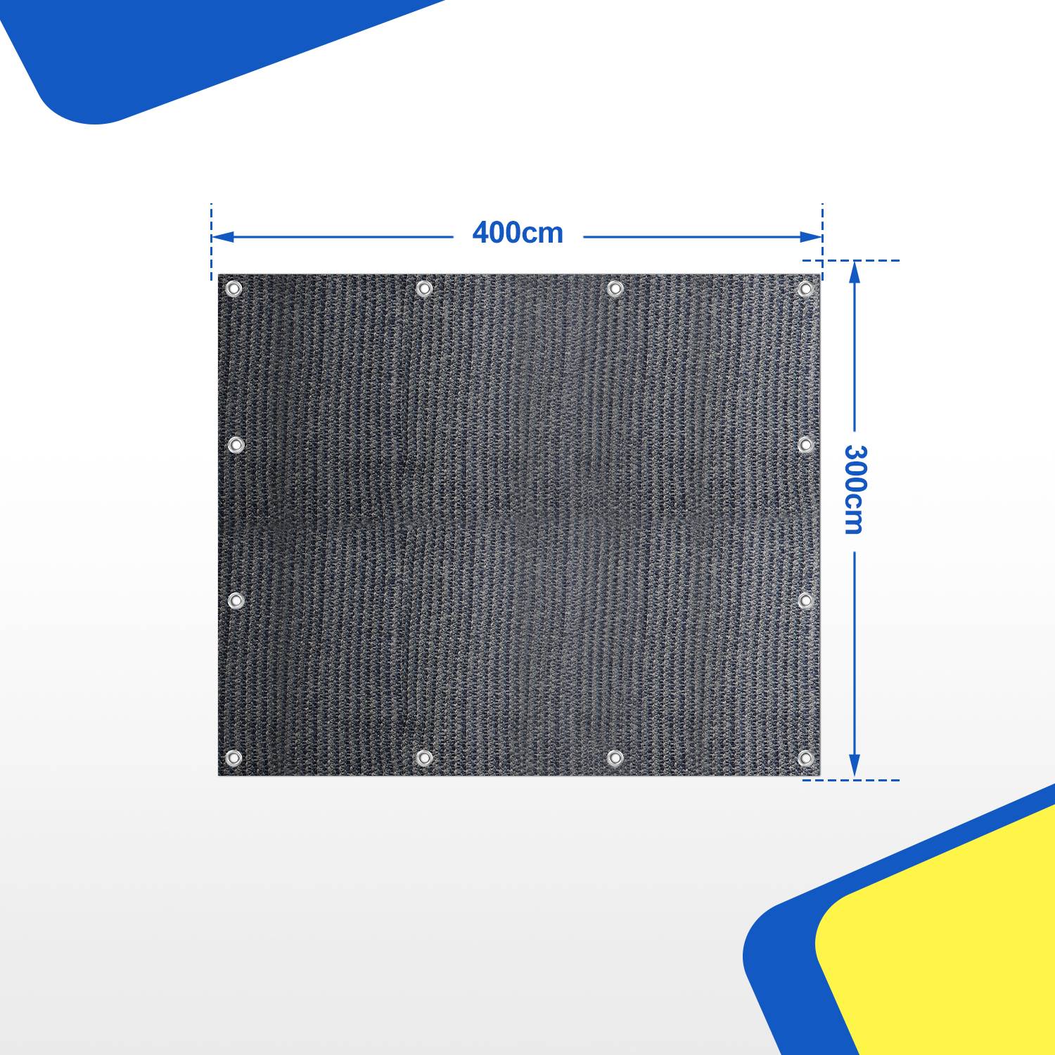 Vorzeltteppich 300x400cm Zeltteppiche mit 13 Nagel und 12 Löchern Camping teppich HDPE Zeltunterlage, Grau