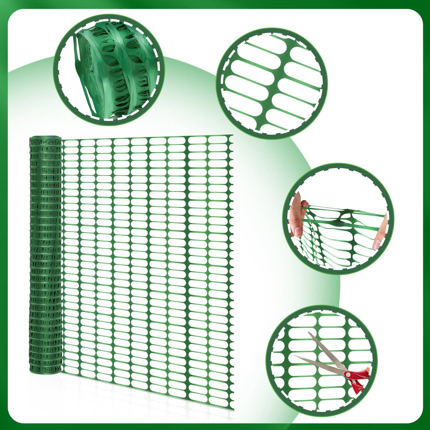 Absperrzaun 1x50m, Bauzaun Warnnetz Grün, Kunststoff Fangzaun, Sicherheitszaun mobiles Netz, Zaun flexibel