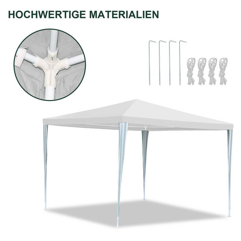 Pavillon Terrassenpavillon – Marktzelt und Sonnenschutz für den Garten, perfektes Partyzelt Weiß 3x3m