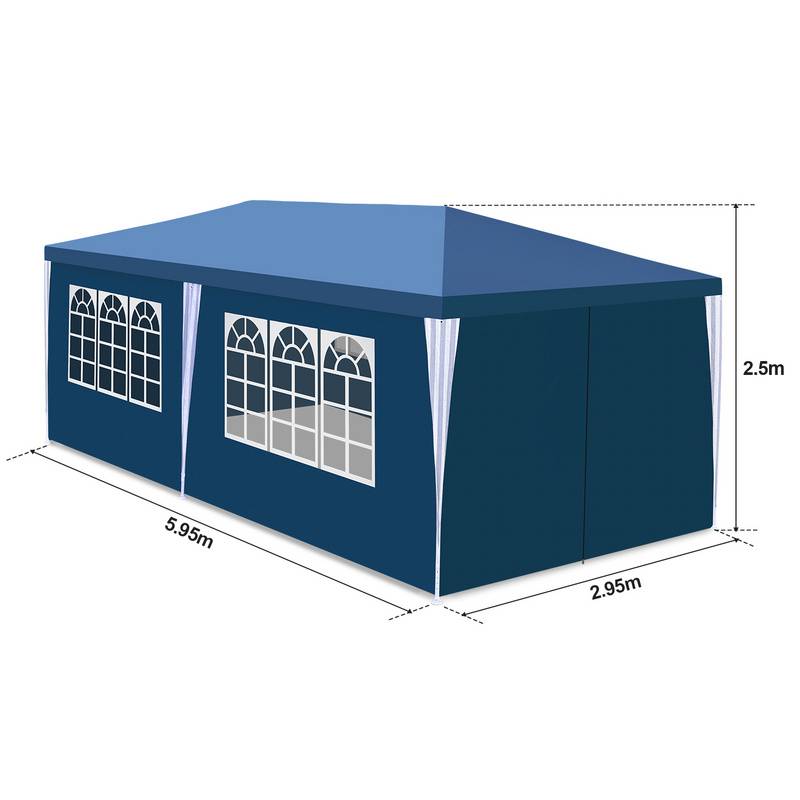 Pavillon Gartenzelt – Wasserdichtes Garten-Pavillon mit Easy-Klett, perfekter Schutz bei jedem Wetter Blau 3x6m