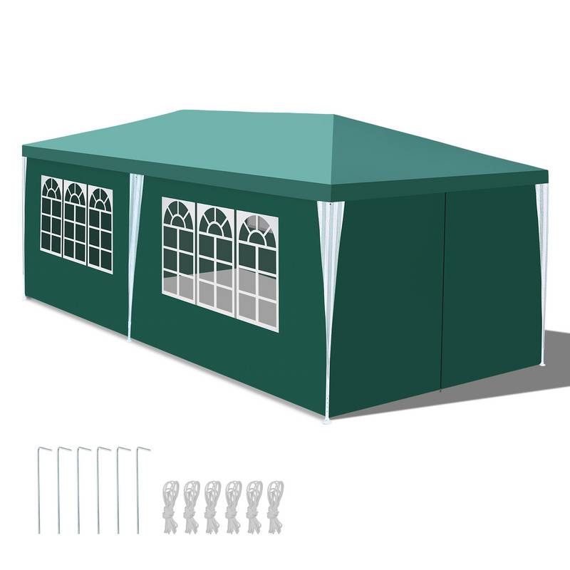 Pavillon 3x6m Grün mit Seitenwänden Partyzelt UV-Schutz für Outdoor Garten Camping