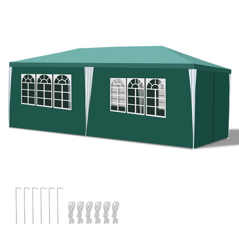 Pavillon Gartenzelt – Praktisches Strandzelt, einfache Montage mit Easy-Klett, ideal für Partys Grün 3x6m