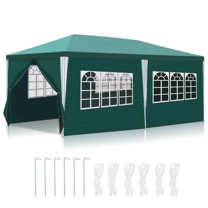 Pavillon Stahlrohre – Terrassenpavillon, Raucherzelt und Partyzelt aus Stahlrohren für den Garten Grün 3x6m