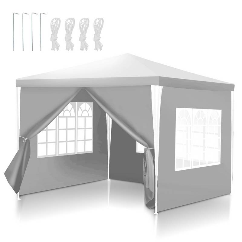 Pavillon Gartenzelt – Gartenpavillon, Bierzelt für Märkte und Partys, ideal für Hochzeiten Weiß 3x3m