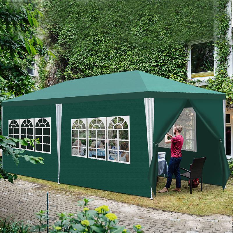 Pavillon Polyethylen Stahlrohre – Luxuriöses Partyzelt aus Polyethylen und Stahlrohren, praktisches Gartenzelt Grün 3x6m