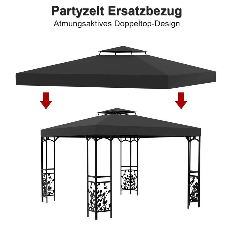 Ersatzdach Dach 150g/m2 für Pavillon 150g/m2 Material Partyzelt Festzelt Pavillondach Dachplane Ersatzplane 3x3 Meter