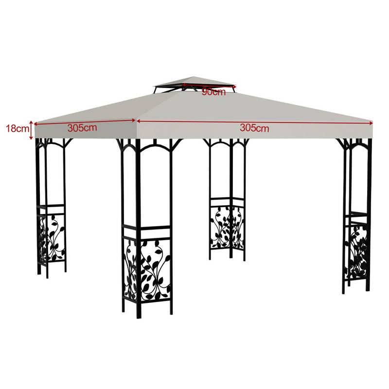 Ersatzdach Dach 150g/m2 für Pavillon 150g/m2 Material Gartenpavillon Partyzelt Festzelt Pavillondach Dachplane Ersatzplane PU-beschichtet 3x3 Meter