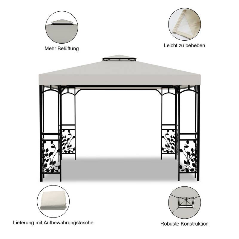 Ersatzdach Dach 150g/m2 für Pavillon 150g/m2 Material Partyzelt Festzelt Pavillondach Dachplane Ersatzplane 3x3 Meter