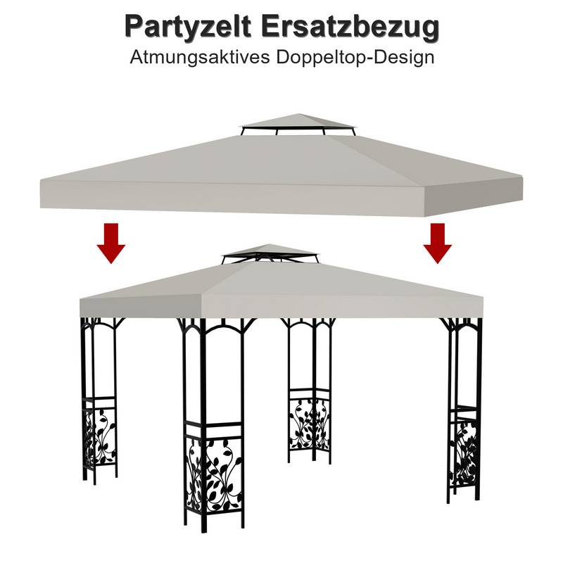 Ersatzdach Dach 150g/m2 für Pavillon 150g/m2 Material Partyzelt Festzelt Pavillondach Dachplane Ersatzplane 3x3 Meter