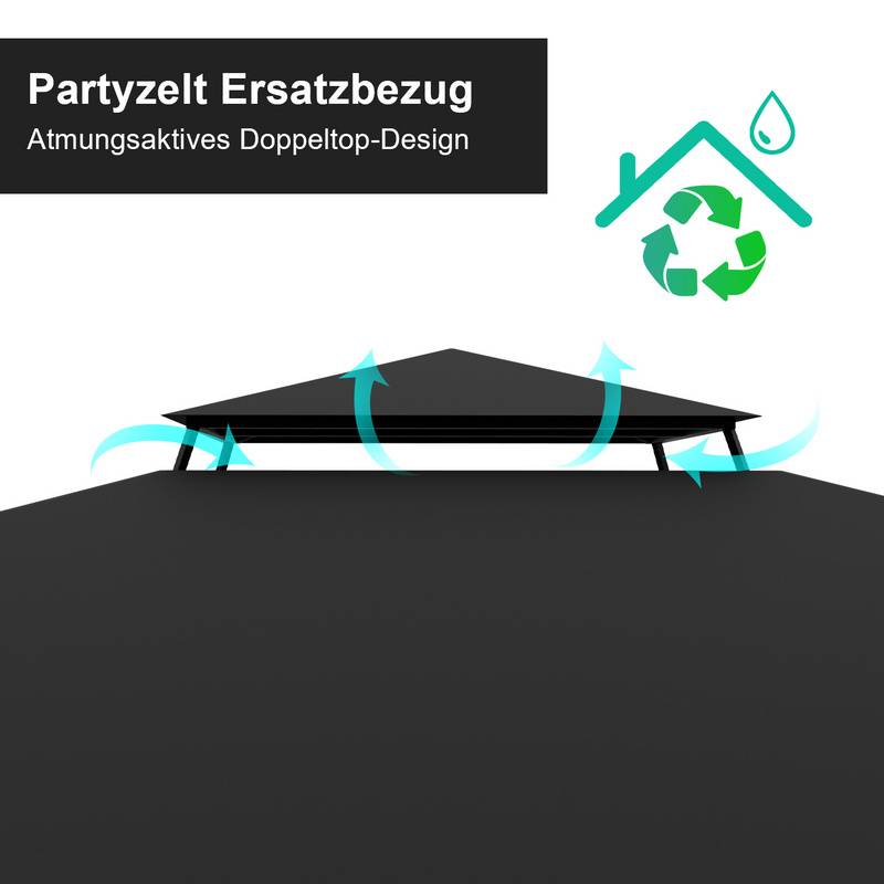 Ersatzdach Dach 150g/m2 für Pavillon 150g/m2 Material Partyzelt Festzelt Pavillondach Dachplane Ersatzplane PU-beschichtet 3x3 Meter