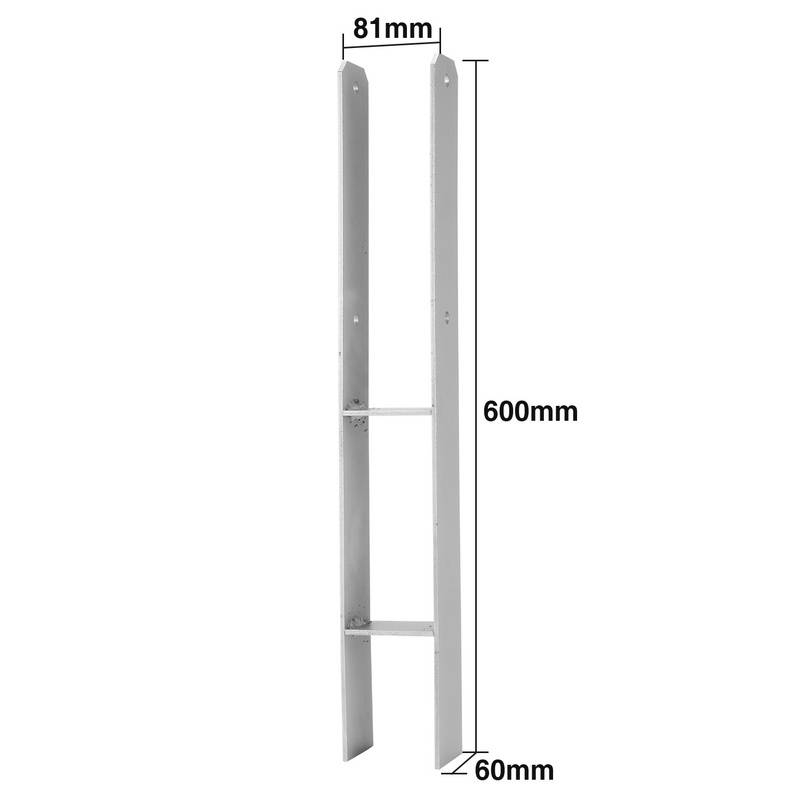 8x Pfostenanker H-Träger Pfostenanker Vierkantholzpfosten fuer Pfosten Materialstärke 4.75 mm für Carports Pfahlbauten Wildtürme Zäune Pergola 81