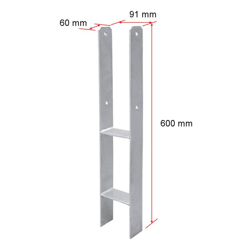 8x Pfostenanker Materialstärke 4.75 mm Vierkantholzpfosten fuer Pfosten 91MM
