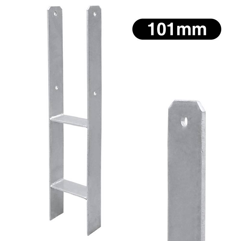 6x Pfostenanker H-Träger Pfostenanker Zum Einbetonieren Materialstärke 4.75 mm 101MM