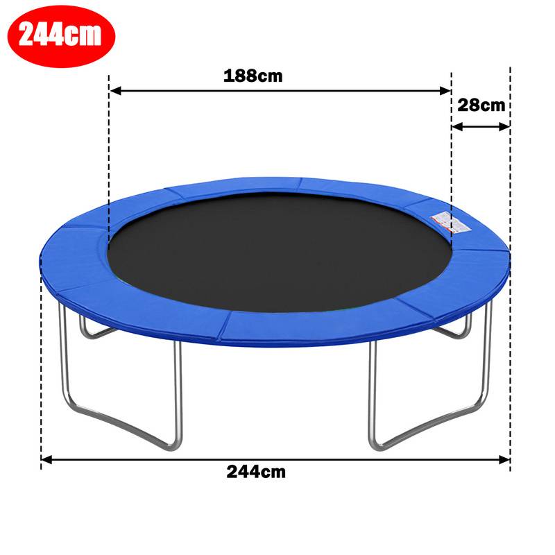 Trampolin Randabdeckung Ø 244cm 30cm breit 100% UV-beständig Reißfest Wetterbeständig Universell Federabdeckung Randschutz, Größe:244cm,Blau