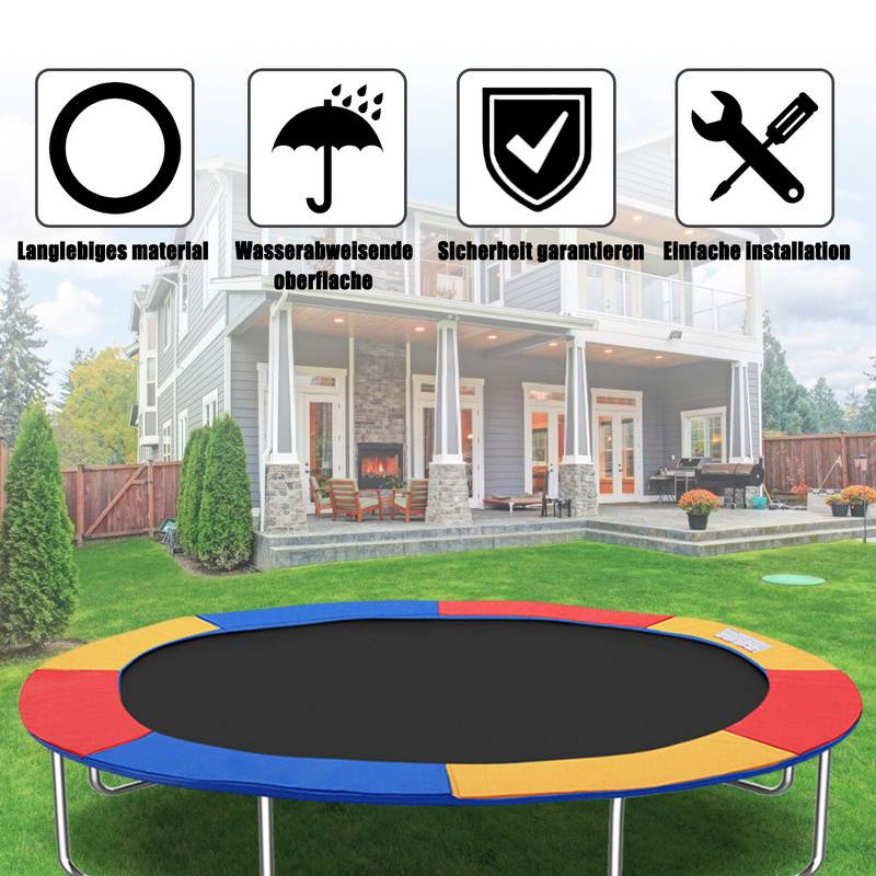 Trampolin Randabdeckung Ø 305cm Bunt, Reißfest & UV-resistent, Ersatz Federabdeckung, Rahmenpolster, Schutzpolster für Gartentrampoline