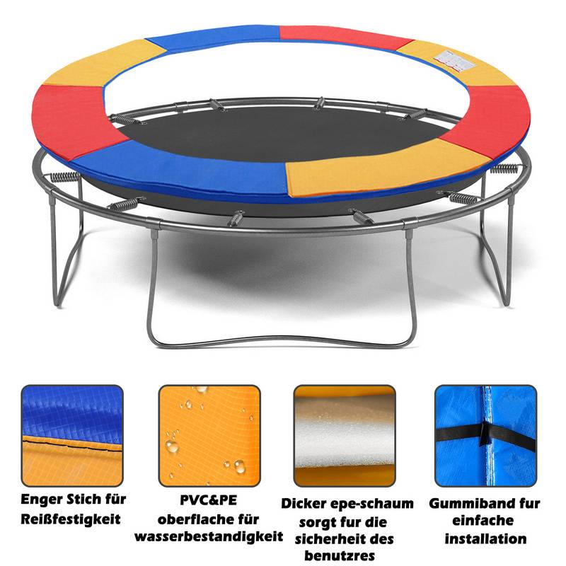 Trampolin Randabdeckung Ø 244cm Bunt, Reißfest & UV-resistent, Ersatz Federabdeckung, Rahmenpolster, Schutzpolster für Gartentrampoline