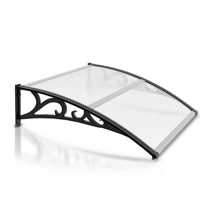 Vordach Haustürüberdachung Haustürdach Haustür Pultvordach Tür Überdachung Aluminium Transparent (100x120cm)