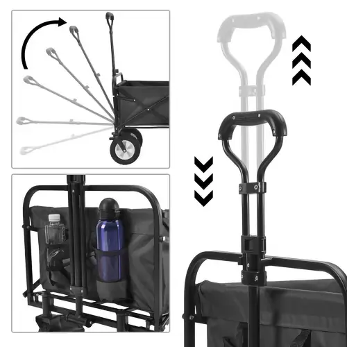 Bollerwagen Faltbar Handwagen Klappbar Gerätewagen Gartenwagen Transportwagen mit Teleskopgriff Strandwagen Schwarz Bollerwagen Faltbar Handwagen Klappbar Gerätewagen Gartenwagen Transportwagen mit Teleskopgriff Strandwagen Schwarz