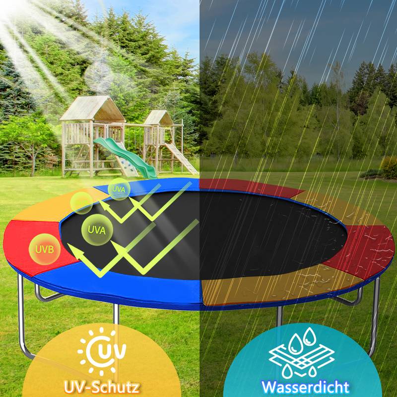 Trampolin Randabdeckung Ø 305cm 30cm breit 100% UV-beständig Reißfest Wetterbeständig Universell Federabdeckung Randschutz, Größe:305cm,Farbig