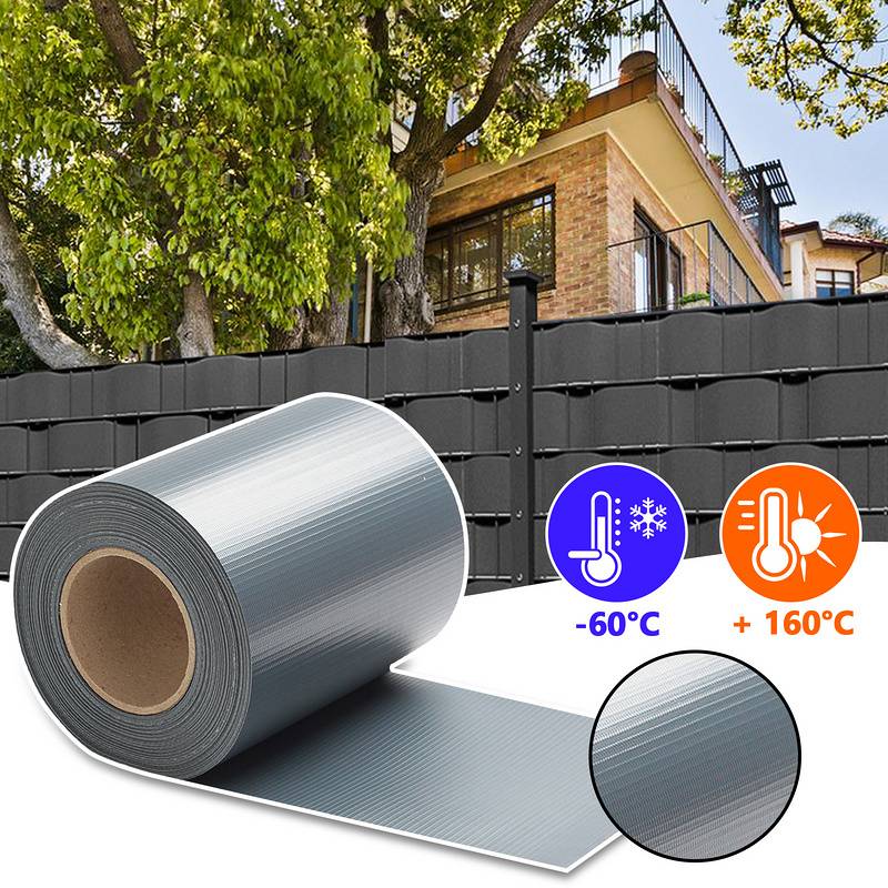 Sichtschutzstreifen Zaun Folie Blickdicht Dick PVC Doppelseitiger Reflexionsarm Sonnenschutz Sichtschutzfolie 50m x 19cm Anthrazit