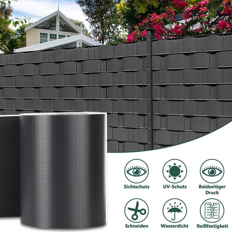 Sichtschutzstreifen PVC Doppelstabmatten Zaun Windschutz 2 Rollen á 50m x 19cm Anthrazit