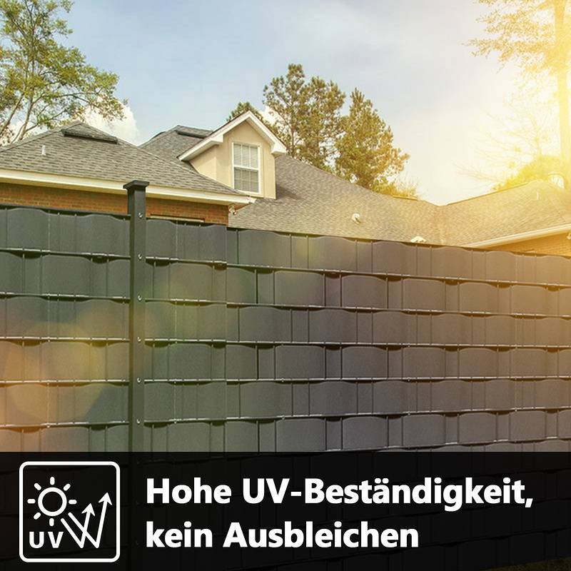 Sichtschutzstreifen Zaun Folie Blickdicht Dick PVC Doppelseitiger Reflexionsarm Sonnenschutz Sichtschutzfolie 8 Rollen á 35m x 19cm Anthrazit