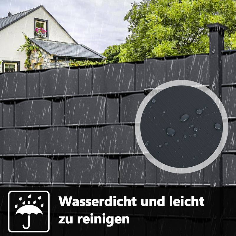 Sichtschutzstreifen Verschiedene Doppelstabmatten PVC Zaun Folie Gartenzaun Reflexionsarm mit Clips 4 Rollen á 70m x 19cm Anthrazit