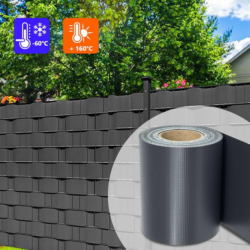 Sichtschutzstreifen Zaun Folie Blickdicht Dick PVC Doppelseitiger Reflexionsarm Sonnenschutz Sichtschutzfolie 8 Rollen á 35m x 19cm Anthrazit