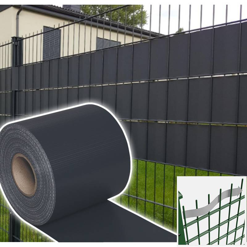 Sichtschutzstreifen Zaun Folie Blickdicht Dick PVC Doppelseitiger Druck Sonnenschutz Sichtschutzfolie 30 Rollen á 35m x 19cm Anthrazit