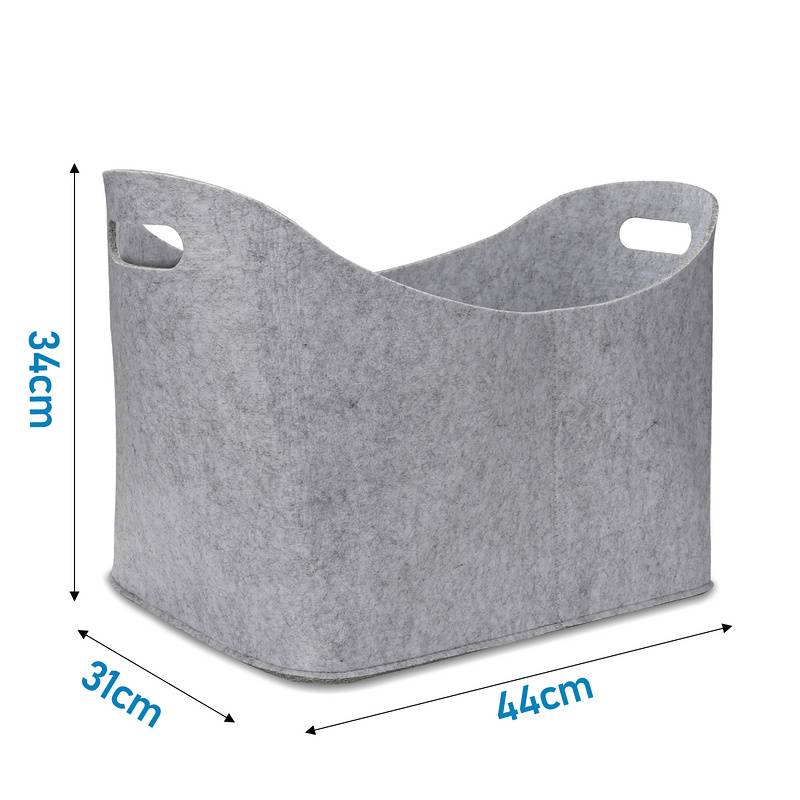 Filztaschen für kaminholz 4 Stück 44 x 31 x 34 cm grau Kaminholztasche Faltbar Filzkorb Kaminholzkorb Einkaufstasche