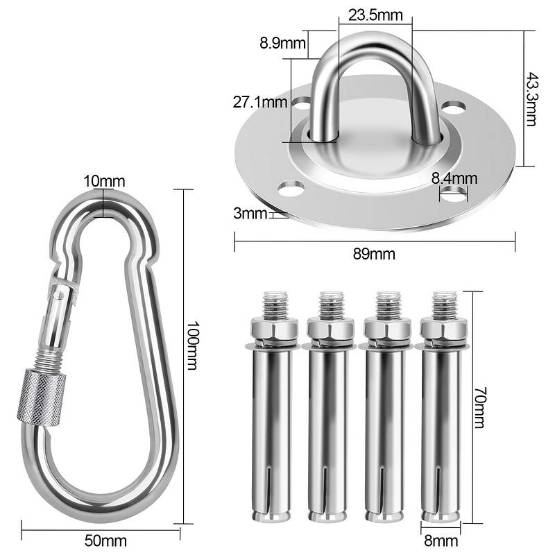 2x Deckenhaken Hängesessel Premium Edelstahl Halterung 500kg Tragekraft , Schaukel Hängematte Deckenhalterung Befestigung für Hängesessel Hängema
