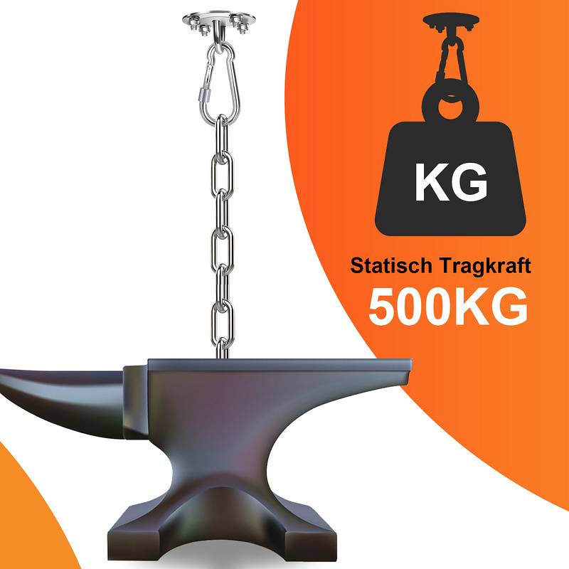 2x Deckenhaken Hängesessel Premium Edelstahl Halterung 500kg Tragekraft , Schaukel Hängematte Deckenhalterung Befestigung für Hängesessel Hängema